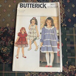 Vintage Butterick 4677 Sewing Pattern - Girls’ Dresses (Sizes 2-3-4)